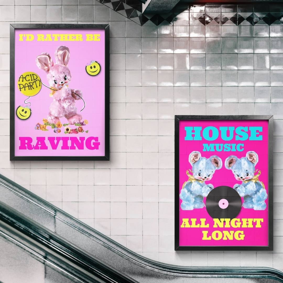 A pair of house music prints from Famous Rebel's house music print collection