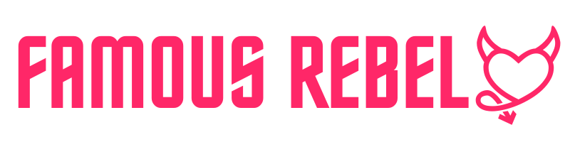 Famous Rebel  logo neon with heart