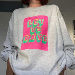 Pre-loved Unisex over-sized grey marl Sweatshirt - Let Us Rave Design - size XL-XXL