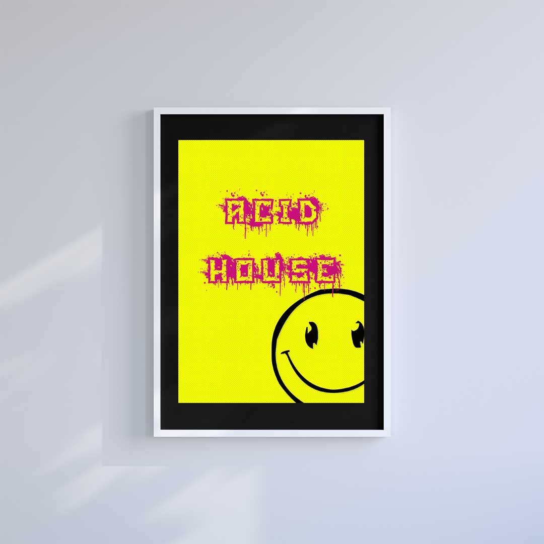 Large (A2) 16.5" x 23.4" inc Mount-Black-Acid House- Wall Art Print-Famous Rebel