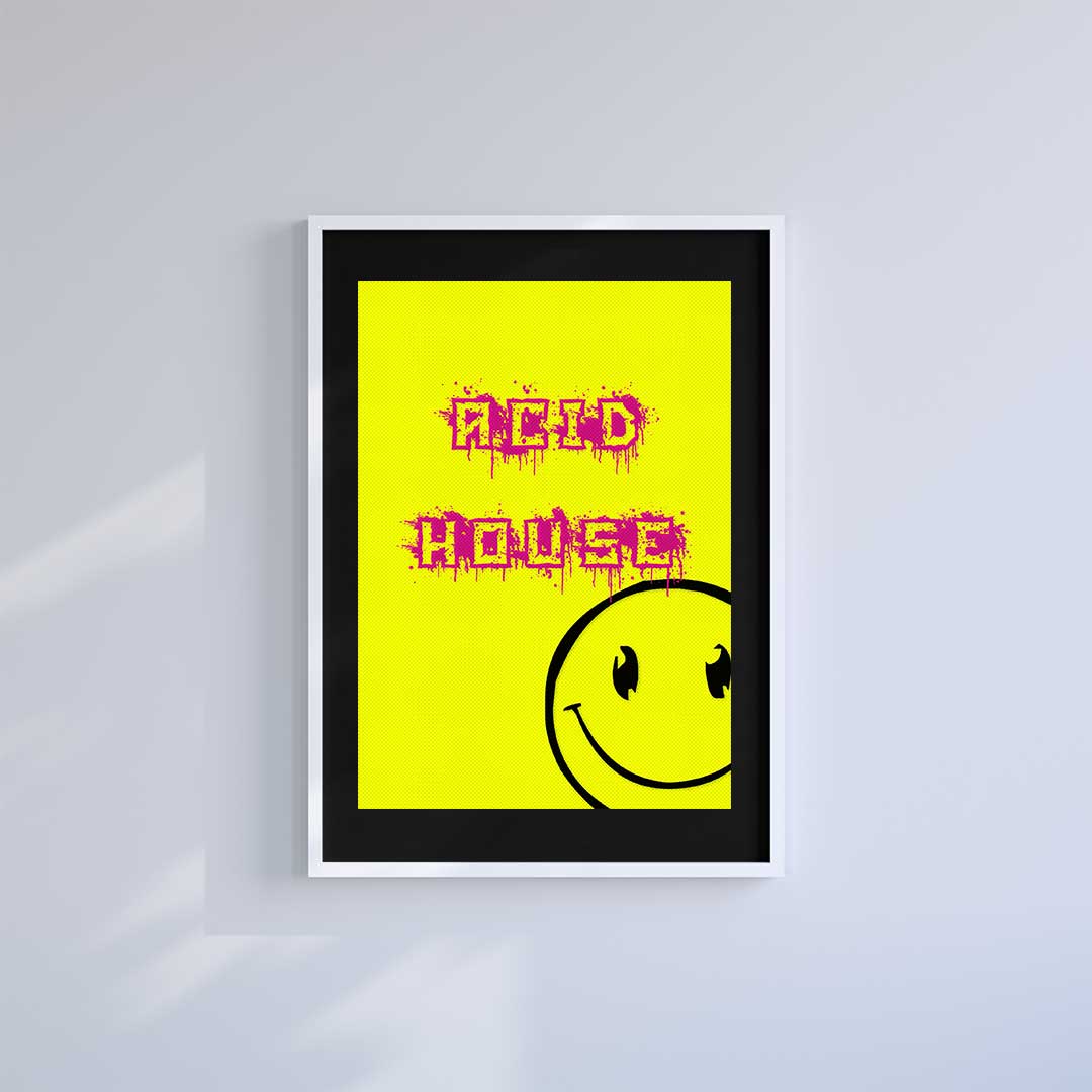 Large (A2) 16.5" x 23.4" inc Mount-Black-Acid House- Wall Art Print-Famous Rebel