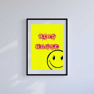 Large (A2) 16.5" x 23.4" inc Mount-White-Acid House- Wall Art Print-Famous Rebel