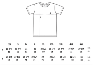 "Acid  Hypnotic" rave tshirt size chart.