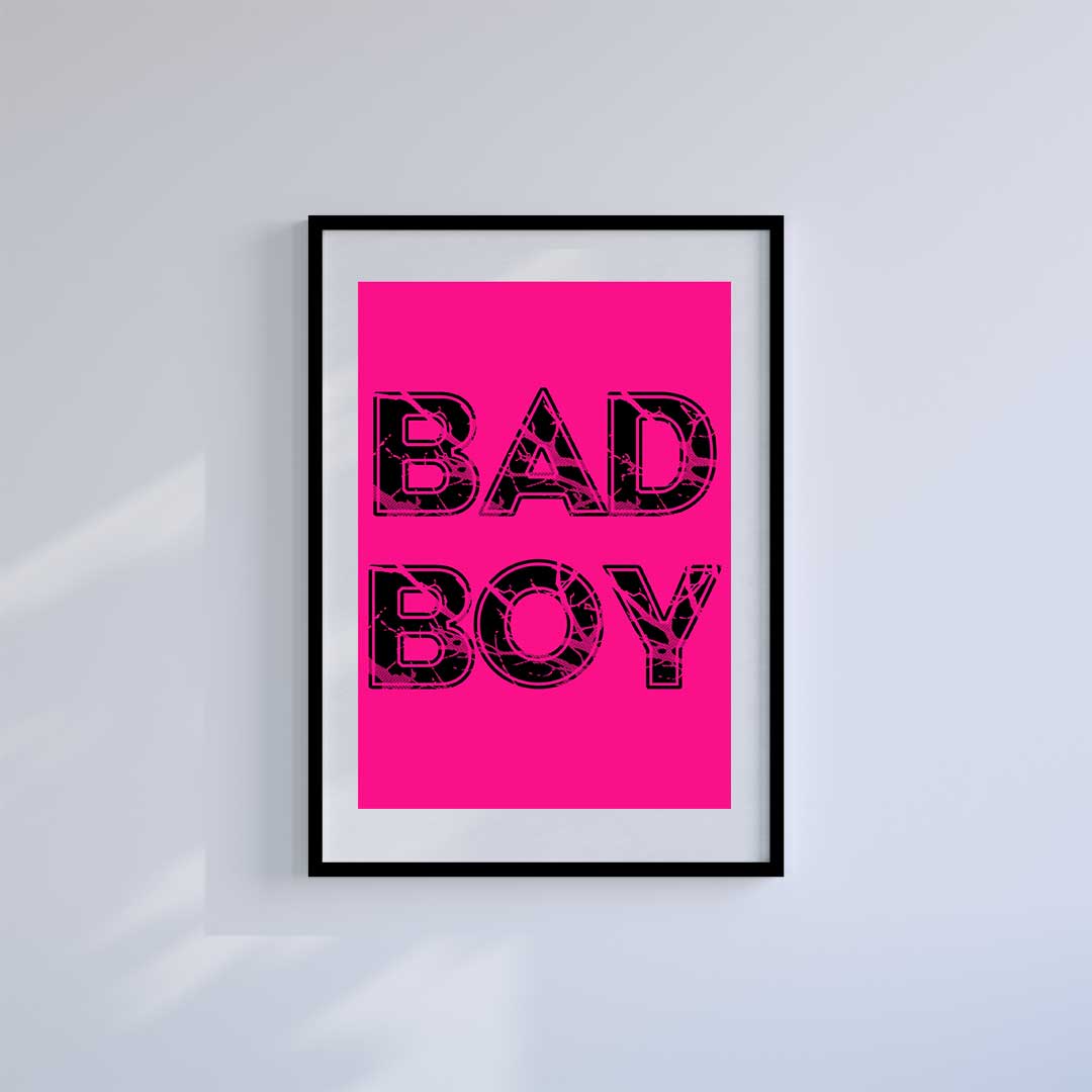 Small 10"x8" inc Mount-White-Bad Boy - Wall Art Print-Famous Rebel