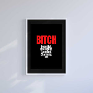 Small 10"x8" inc Mount-Black-Bitch- Wall Art Print-Famous Rebel