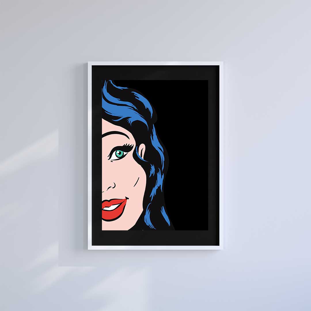 Medium (A3) 11.75" x 16.5" inc Mount-Black-Blue Hair - Wall Art Print-Famous Rebel