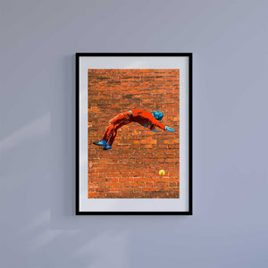-Blue Man Brick Wall - Wall Art Print-Famous Rebel