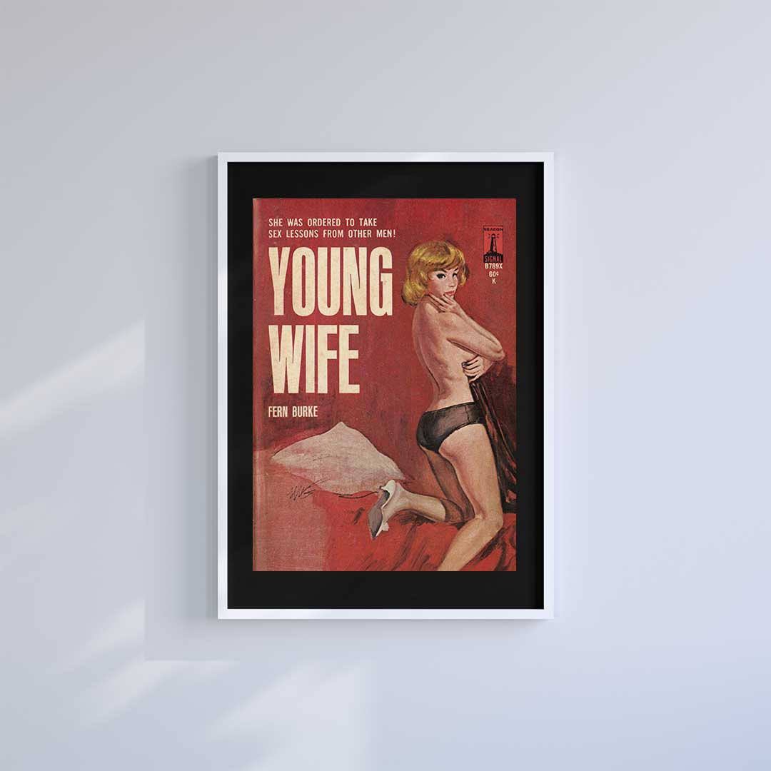 Medium (A3) 11.75" x 16.5" inc Mount-Black-Bored Young Wife - Wall Art Print-Famous Rebel