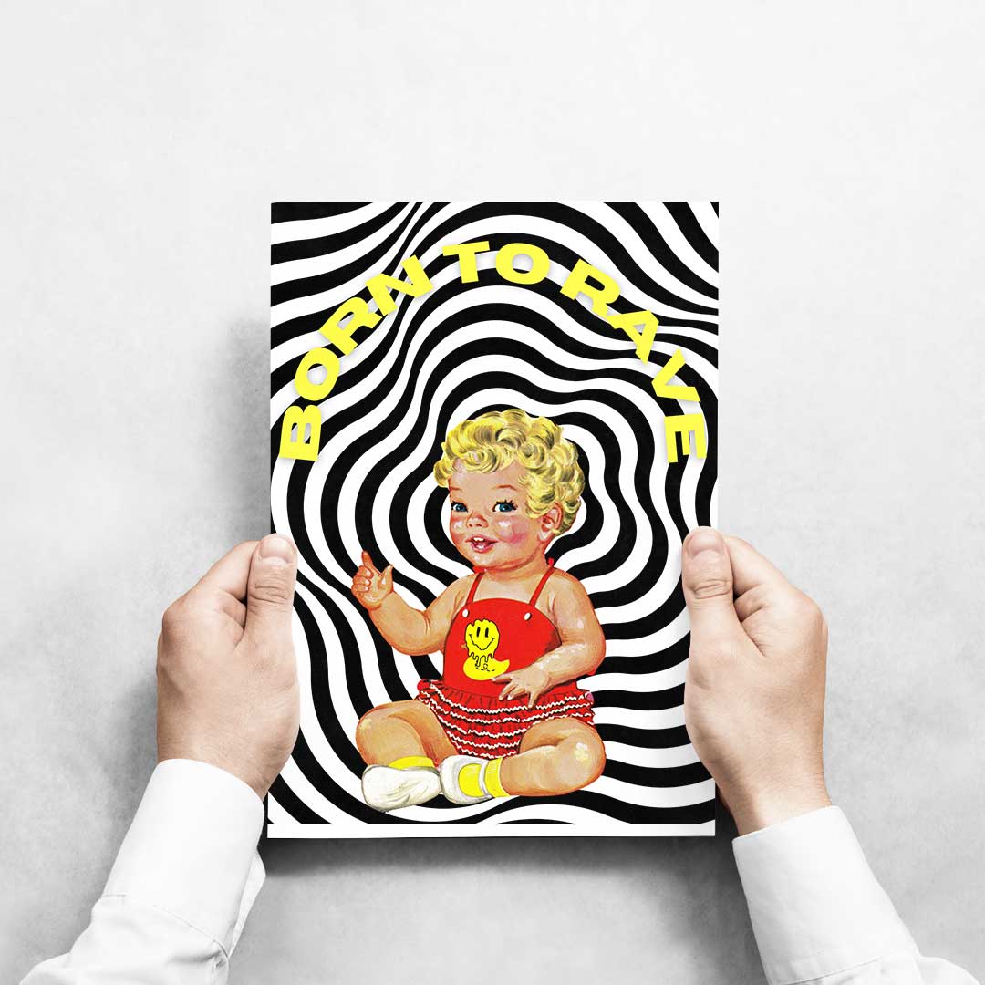 -Born To Rave Zebra - Wall Art Print-Famous Rebel
