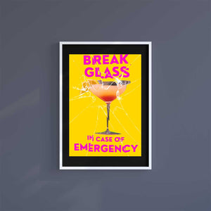 Large (A2) 16.5" x 23.4" inc Mount-Black-Break For Cocktails - Wall Art Print-Famous Rebel