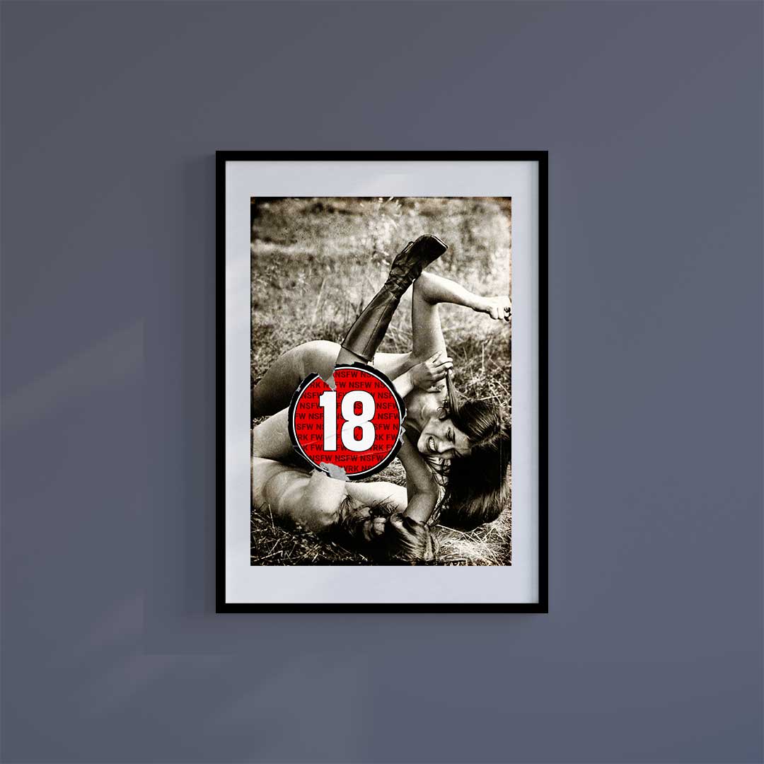 Medium (A3) 11.75" x 16.5" inc Mount-White-Cat Fight - Wall Art Print-Famous Rebel