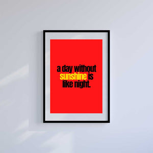 Large (A2) 16.5" x 23.4" inc Mount-White-Day and Night- Wall Art Print-Famous Rebel