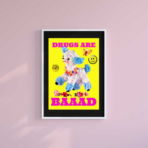 Large (A2) 16.5" x 23.4" inc Mount-Black-Drugs Are Baaad - Wall Art Print-Famous Rebel
