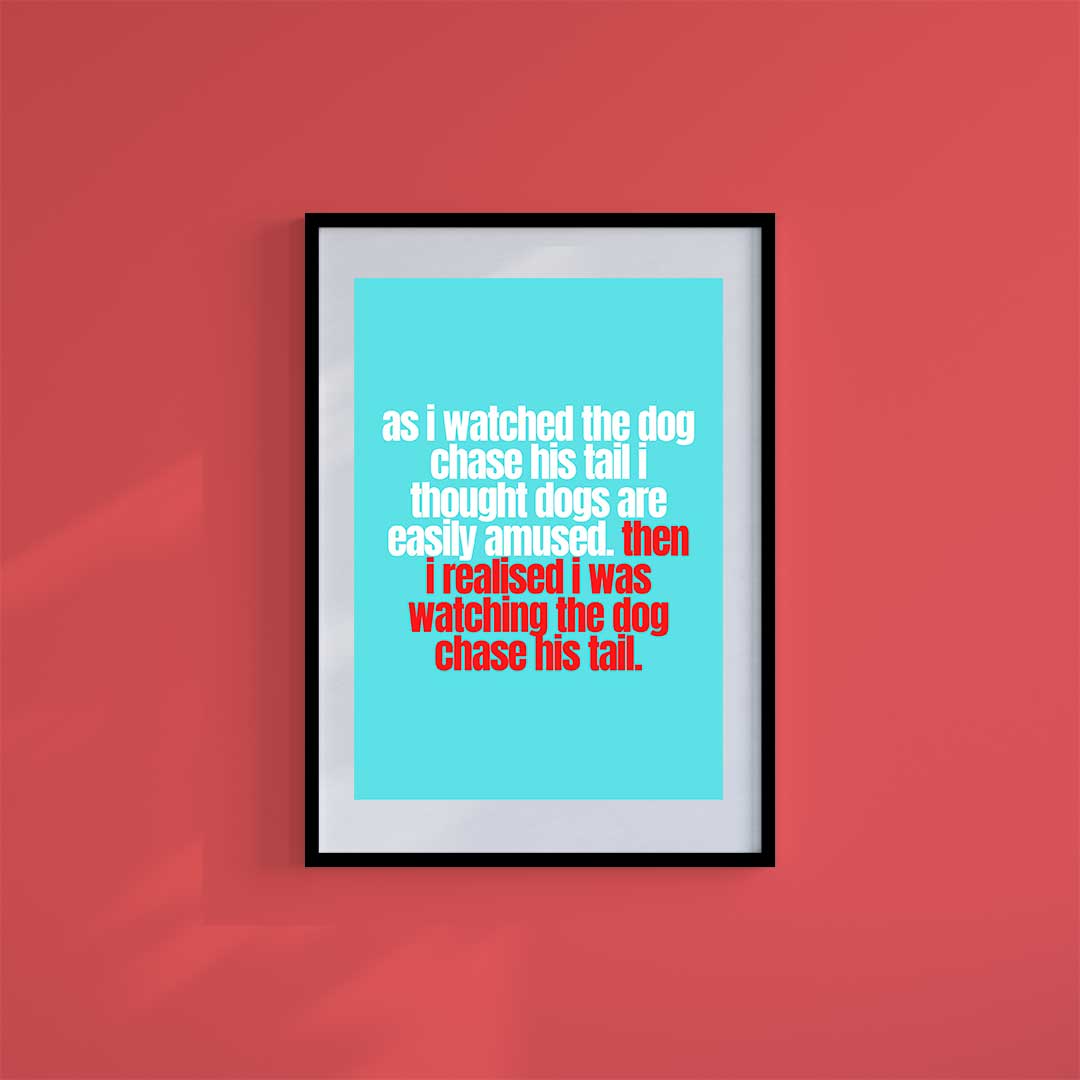 Large (A2) 16.5" x 23.4" inc Mount-White-Easily Amused- Wall Art Print-Famous Rebel