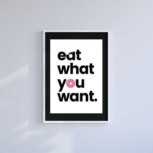Small 10"x8" inc Mount-Black-Eat What You Want- Wall Art Print-Famous Rebel