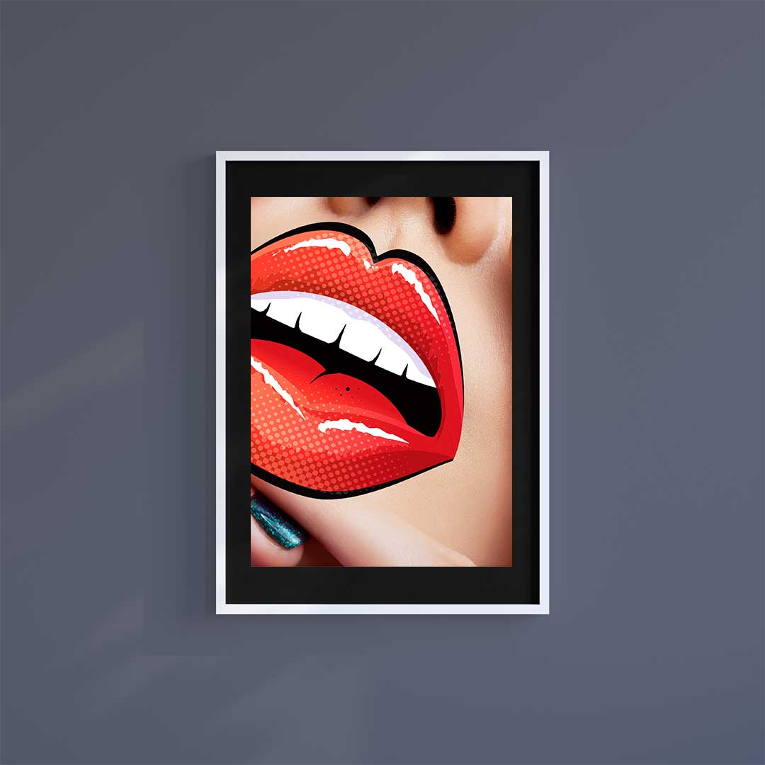 Large (A2) 16.5" x 23.4" inc Mount-Black-Filter Lips - Wall Art Print-Famous Rebel