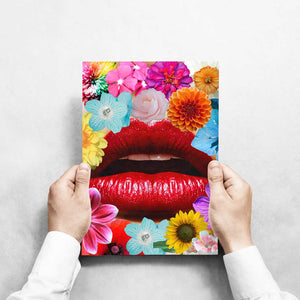 -Flower Lips - Wall Art Print-Famous Rebel