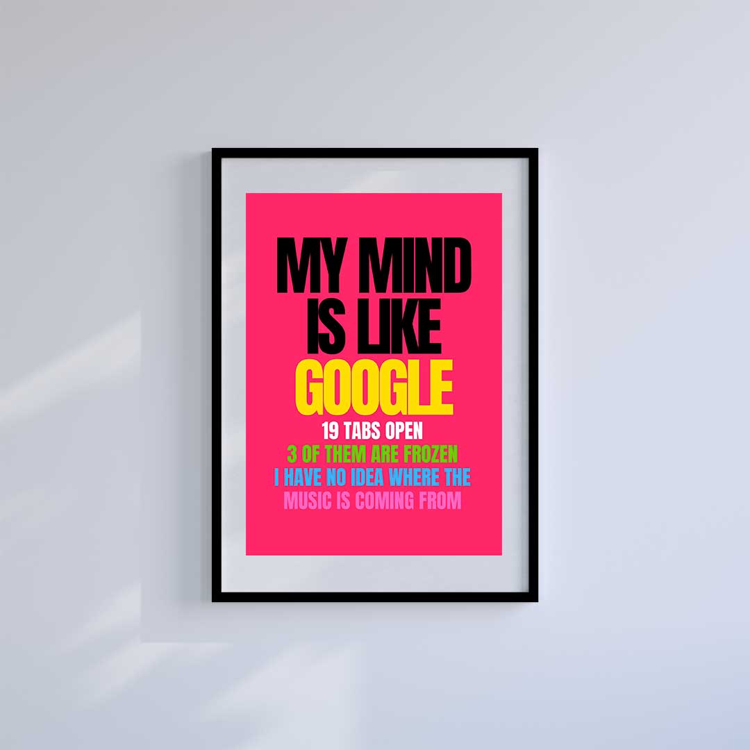 Large (A2) 16.5" x 23.4" inc Mount-White-Google MInd- Wall Art Print-Famous Rebel