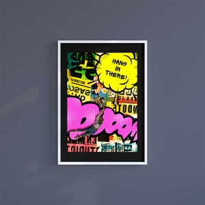 Large (A2) 16.5" x 23.4" inc Mount-Black-Hang In There - Wall Art Print-Famous Rebel