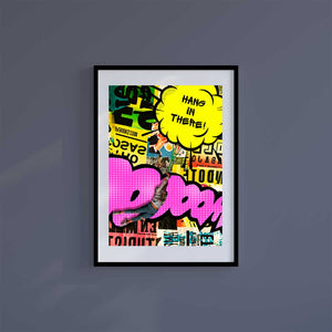 Large (A2) 16.5" x 23.4" inc Mount-White-Hang In There - Wall Art Print-Famous Rebel