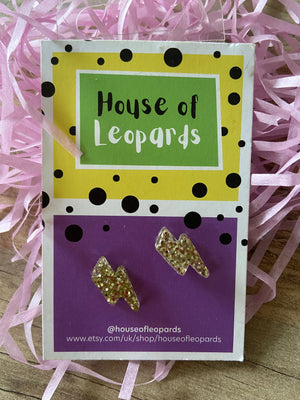House of Leopards-Lightning Stud Earrings-Famous Rebel