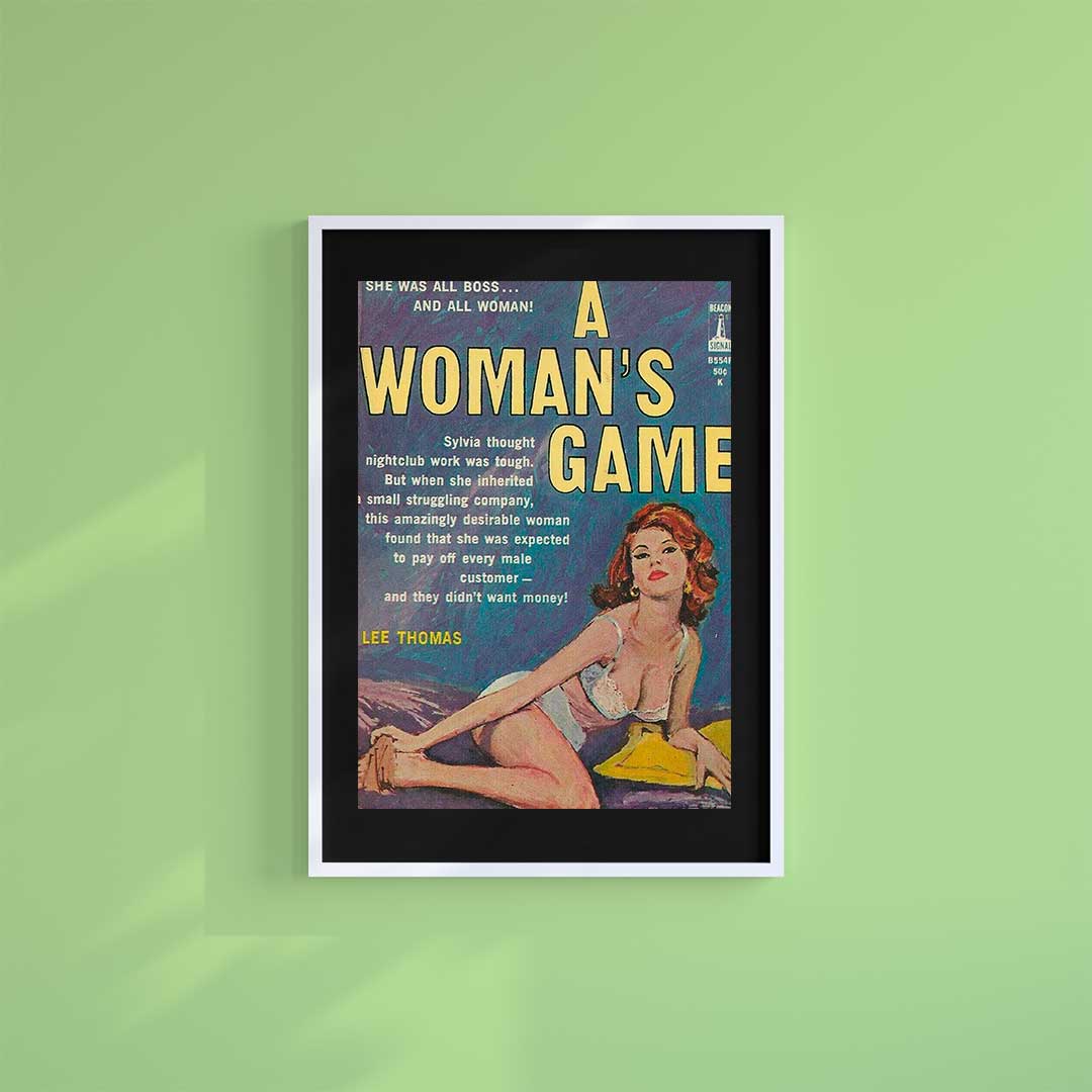 Medium (A3) 11.75" x 16.5" inc Mount-Black-Its a Womans Game - Wall Art Print-Famous Rebel