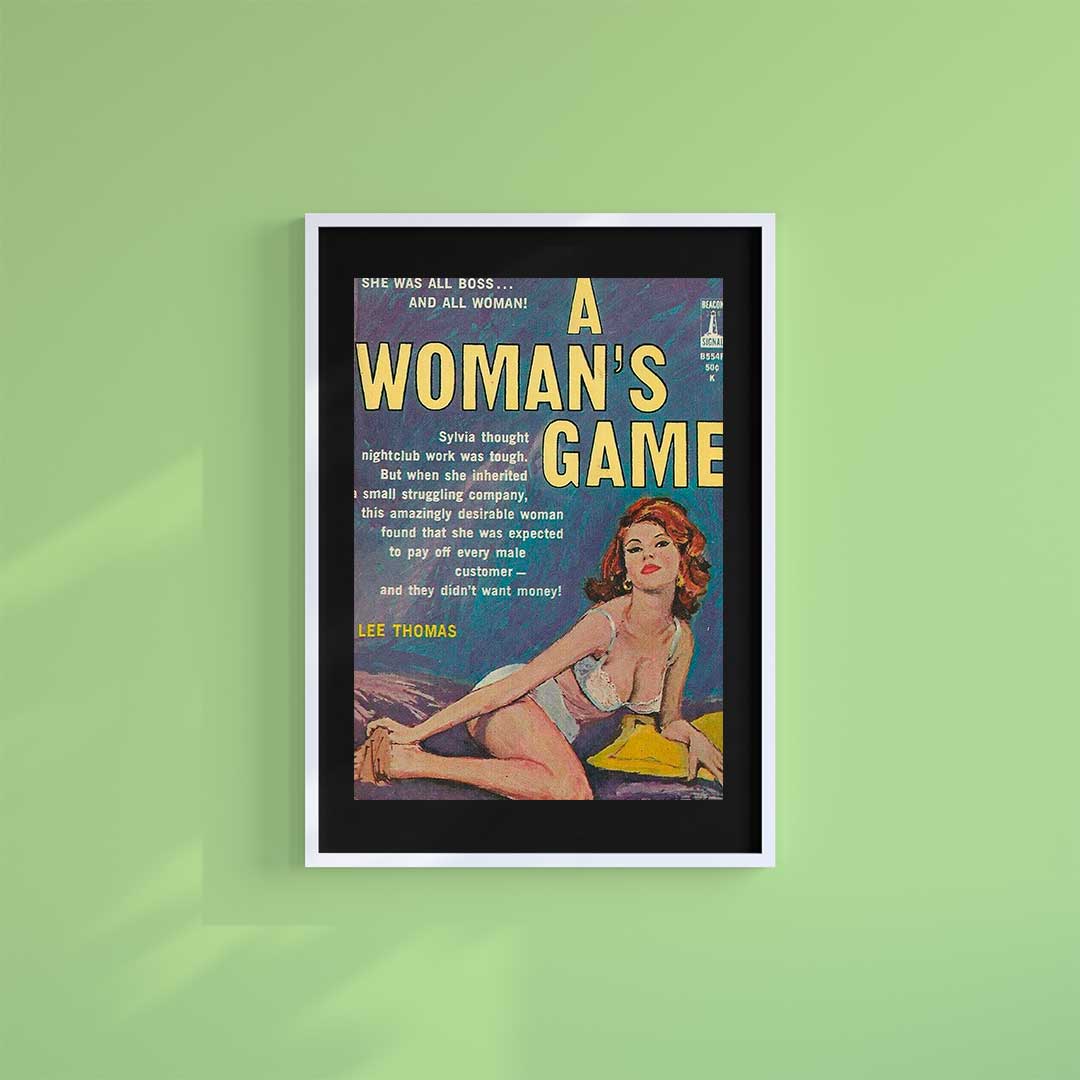 Small 10"x8" inc Mount-Black-Its a Womans Game - Wall Art Print-Famous Rebel