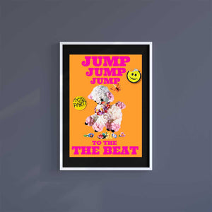 Large (A2) 16.5" x 23.4" inc Mount-Black-Jump To The Beat Sheep - Wall Art Print-Famous Rebel
