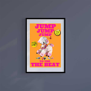 Large (A2) 16.5" x 23.4" inc Mount-White-Jump To The Beat Sheep - Wall Art Print-Famous Rebel
