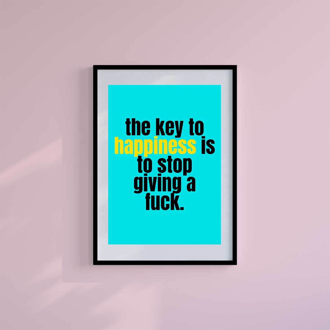Large (A2) 16.5" x 23.4" inc Mount-White-Key To Happiness- Wall Art Print-Famous Rebel