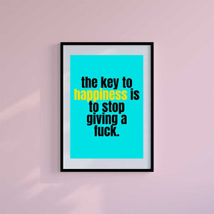 Small 10"x8" inc Mount-White-Key To Happiness- Wall Art Print-Famous Rebel