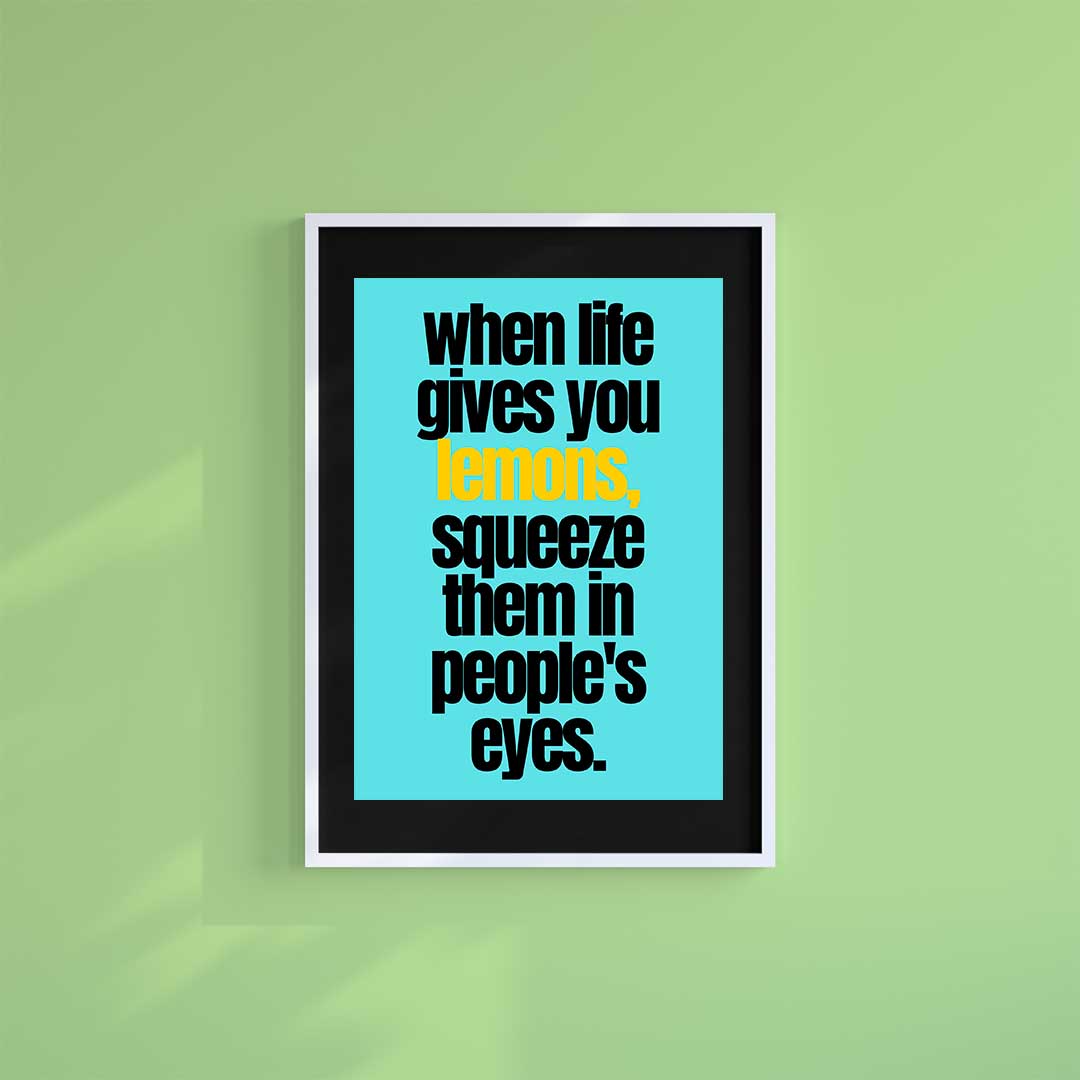 Large (A2) 16.5" x 23.4" inc Mount-Black-Lemon Life- Wall Art Print-Famous Rebel