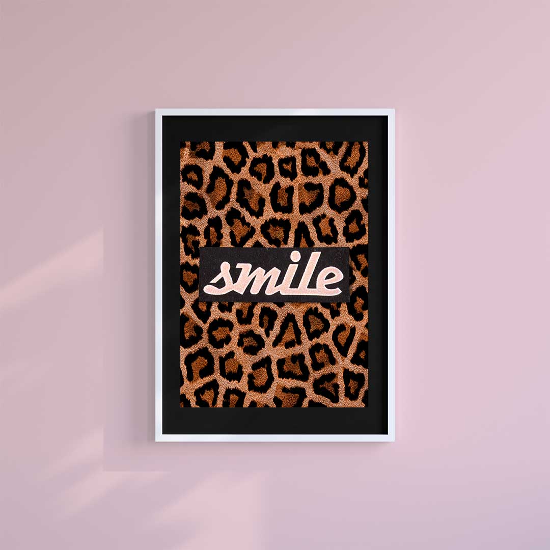 Large (A2) 16.5" x 23.4" inc Mount-Black-Leopard Love - Wall Art Print-Famous Rebel