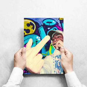 -Middle Finger Graffiti - Wall Art Print-Famous Rebel