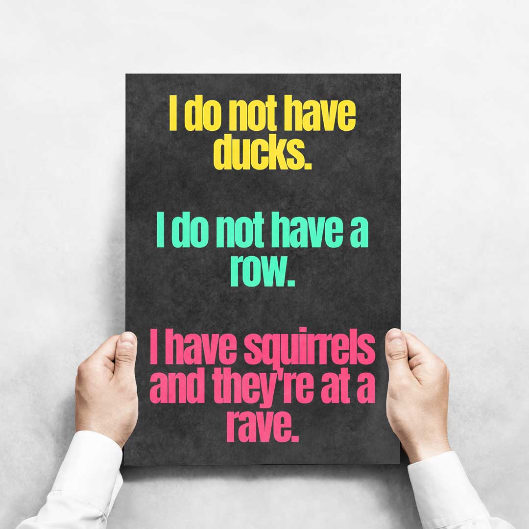 -No Ducks. No Row.- Wall Art Print-Famous Rebel