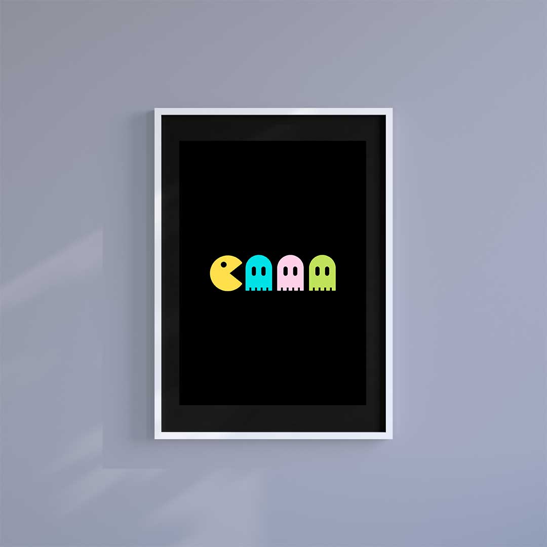 Large (A2) 16.5" x 23.4" inc Mount-Black-Pacman - Wall Art Print-Famous Rebel