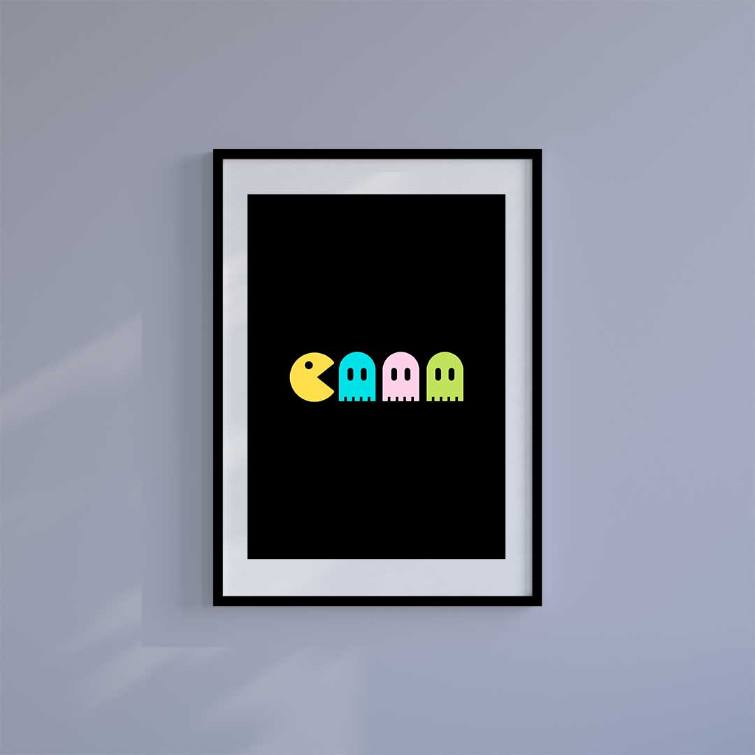 Large (A2) 16.5" x 23.4" inc Mount-White-Pacman - Wall Art Print-Famous Rebel