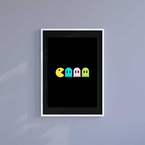 Medium (A3) 11.75" x 16.5" inc Mount-Black-Pacman - Wall Art Print-Famous Rebel