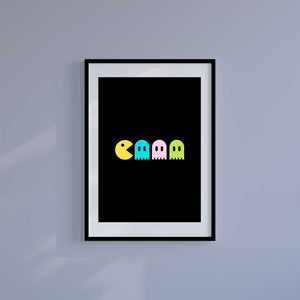 Medium (A3) 11.75" x 16.5" inc Mount-White-Pacman - Wall Art Print-Famous Rebel