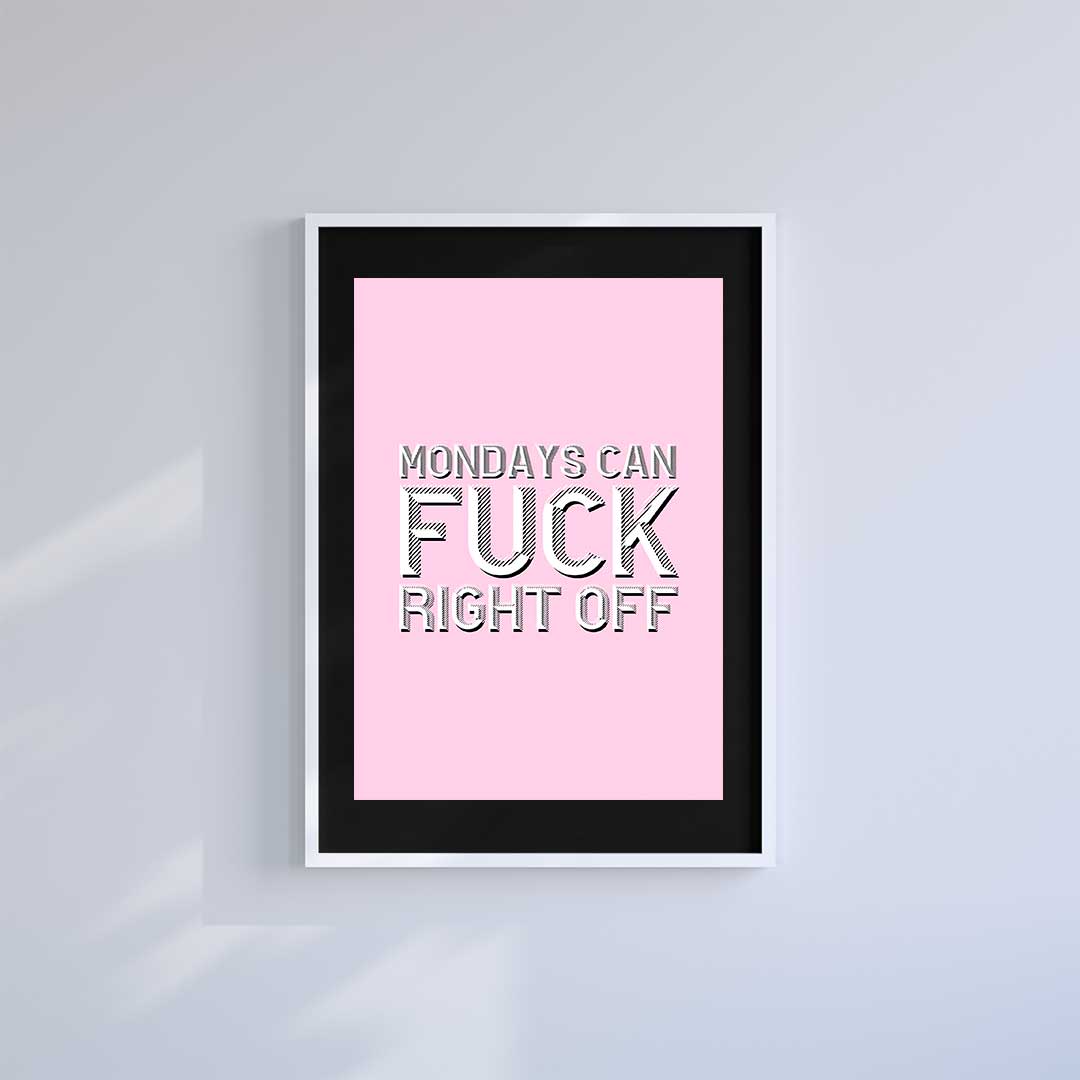 Large (A2) 16.5" x 23.4" inc Mount-Black-Pink Mondays - Wall Art Print-Famous Rebel