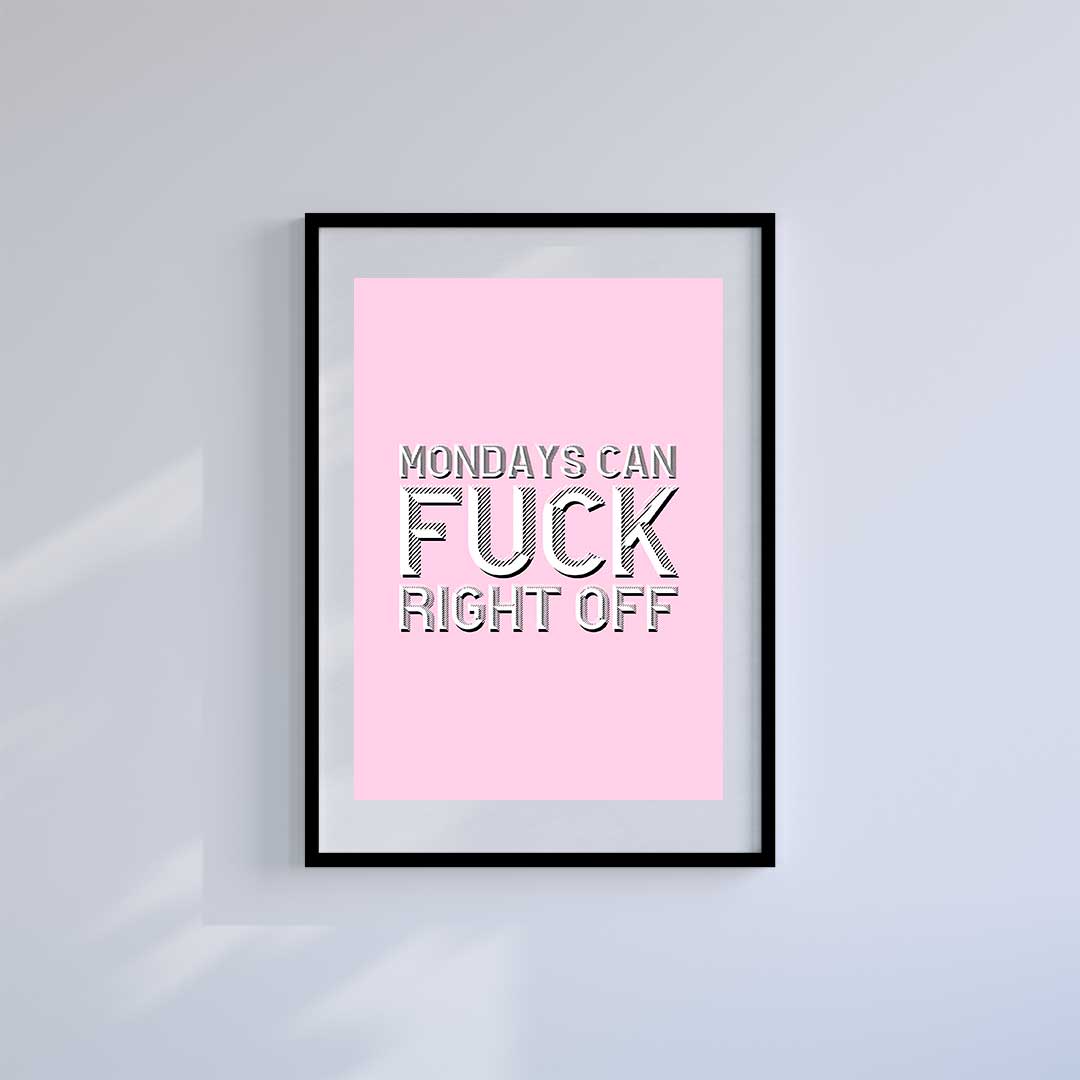 Large (A2) 16.5" x 23.4" inc Mount-White-Pink Mondays - Wall Art Print-Famous Rebel