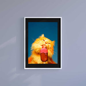 Large (A2) 16.5" x 23.4" inc Mount-Black-Pussy Lick - Wall Art Print-Famous Rebel