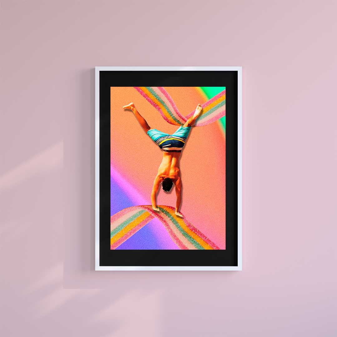 Large (A2) 16.5" x 23.4" inc Mount-Black-Rainbow Flips - Wall Art Print-Famous Rebel