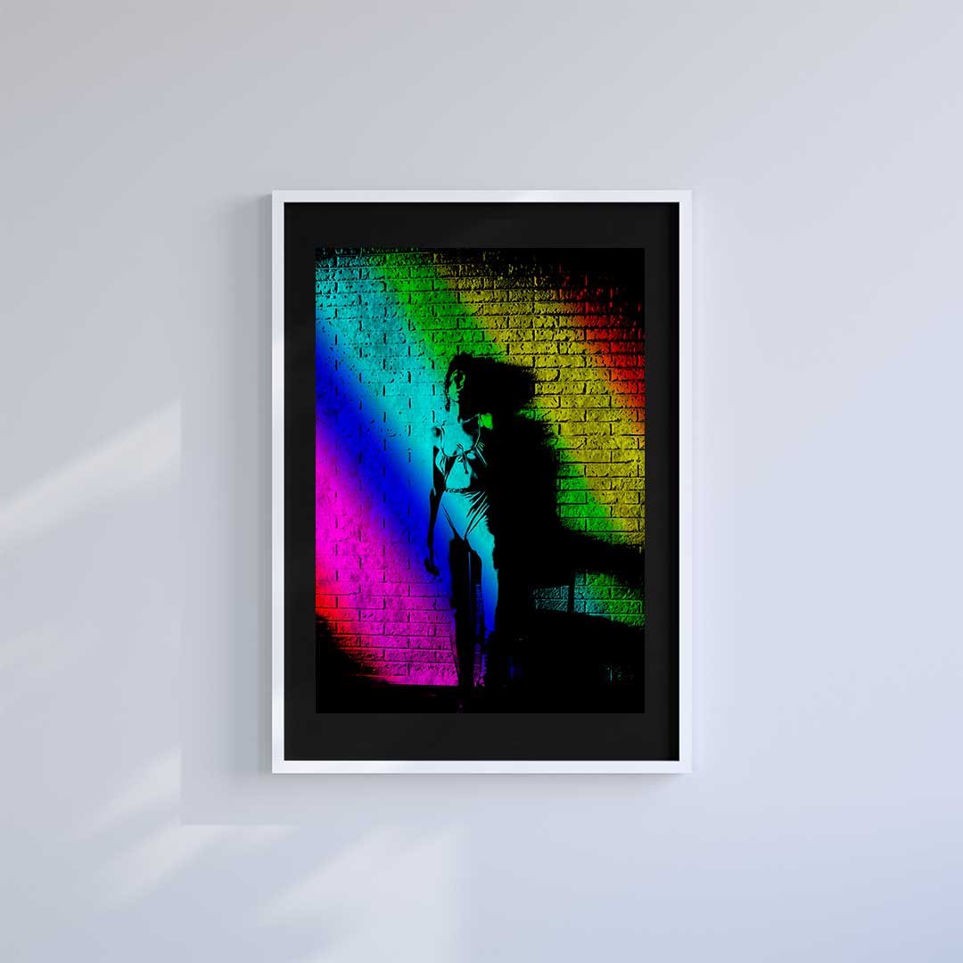 Small 10"x8" inc Mount-Black-Rainbow Girl - Wall Art Print-Famous Rebel