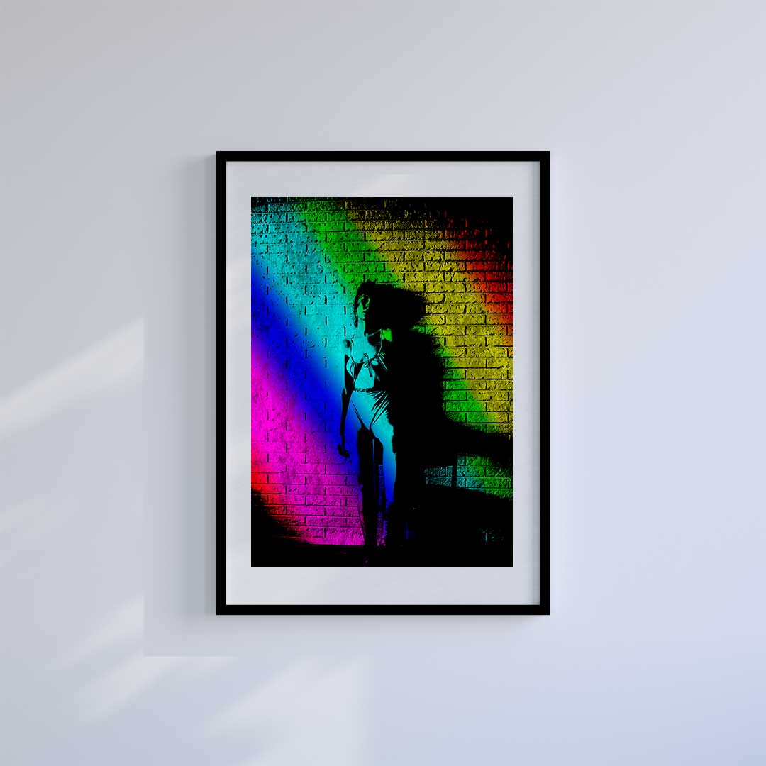 Small 10"x8" inc Mount-White-Rainbow Girl - Wall Art Print-Famous Rebel