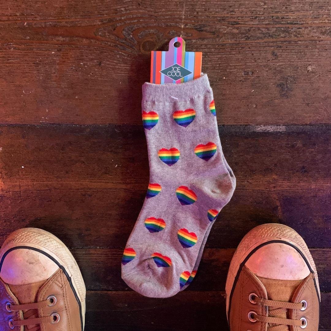 Rainbow Hearts socks-Joe Cool-Famous Rebel