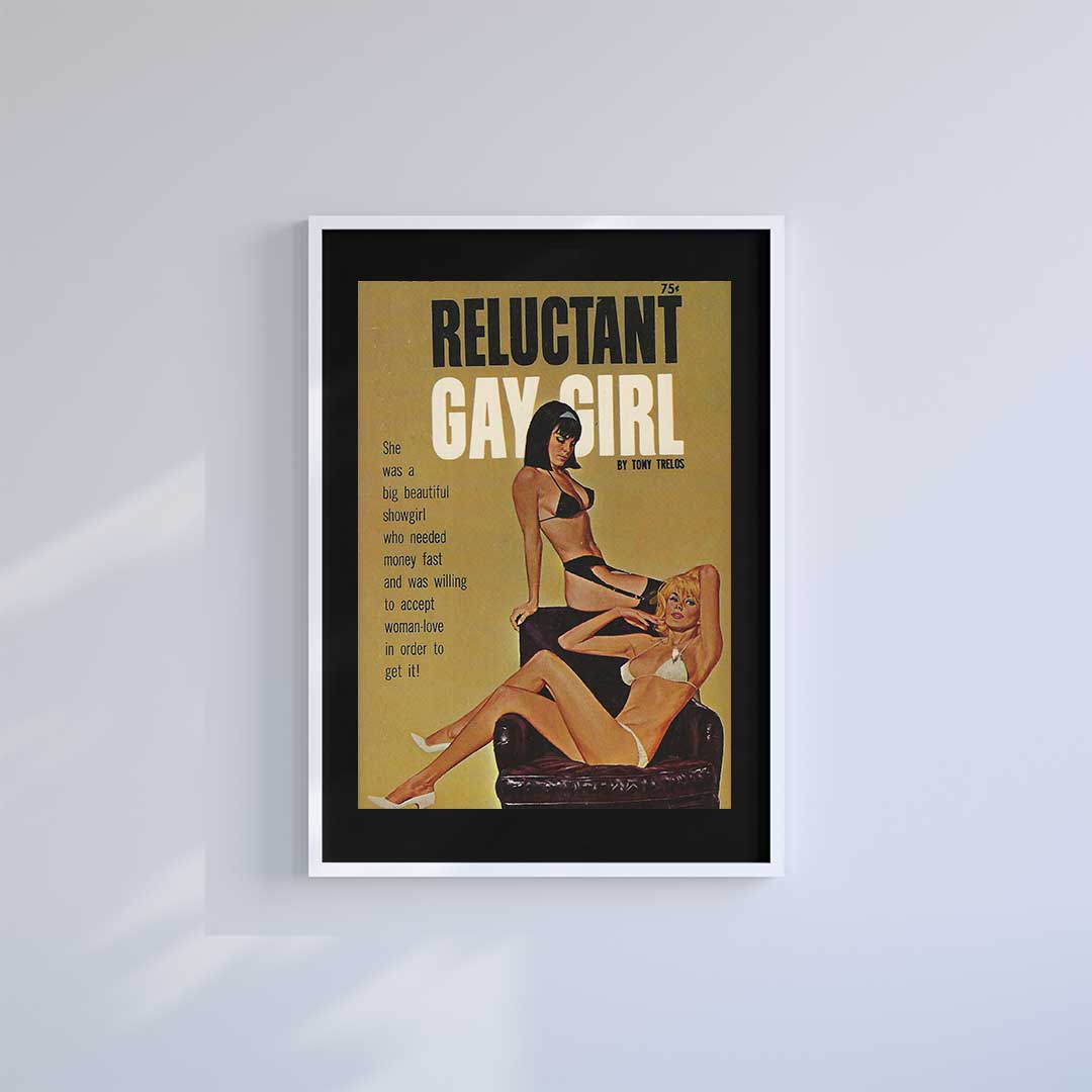 Large (A2) 16.5" x 23.4" inc Mount-Black-Reluctant Girl - Wall Art Print-Famous Rebel