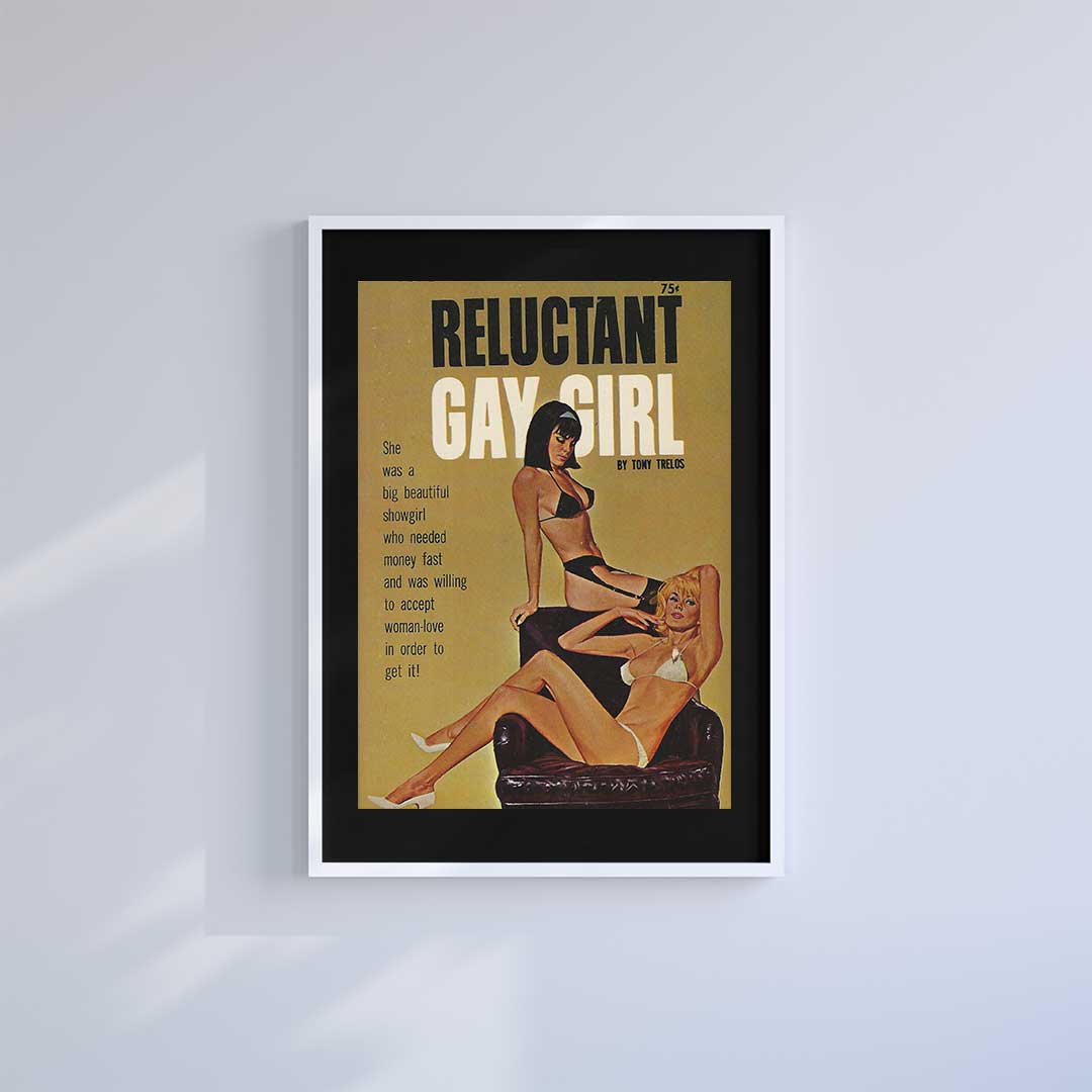 Medium (A3) 11.75" x 16.5" inc Mount-Black-Reluctant Girl - Wall Art Print-Famous Rebel