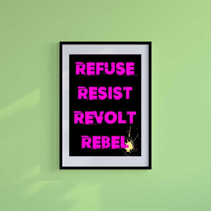 Small 10"x8" inc Mount-White-Revolt Rebel- Wall Art Print-Famous Rebel