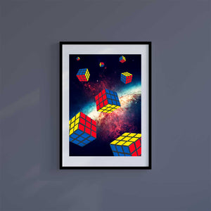 Large (A2) 16.5" x 23.4" inc Mount-White-Rubik Rain - Wall Art Print-Famous Rebel